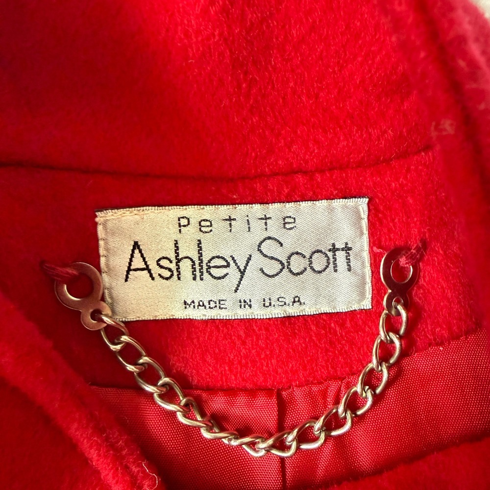 Vintage Red Wool Coat Petite M/L Double Breasted Midi Made In USA 80s 90s - Picture 6 of 14
